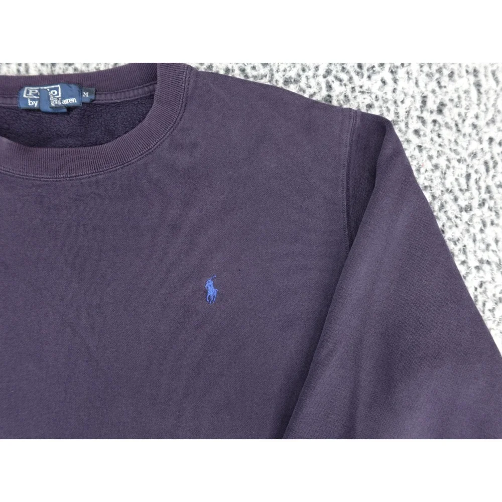 Polo Ralph Lauren Mens Medium Purple Crewneck Sweatshirt Blue Pony Logo Fleece‎